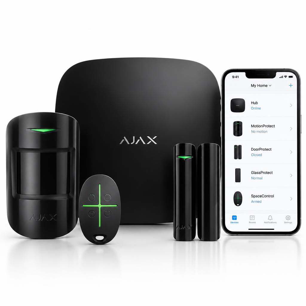 Kit de alarma inalámbrica con detector de movimiento, mando y control desde el móvil